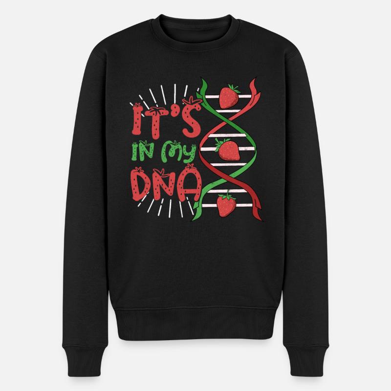 Erdbeer Sommer ITS IN MY DNA vegan Biologie Nerd - Männer Premium Bio Pullover - Schwarz