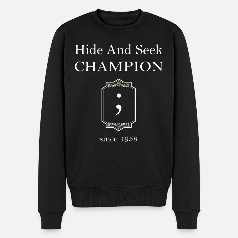 Champion de cache-cache ; Point-virgule depuis 1958 - Pull Premium bio Homme - noir