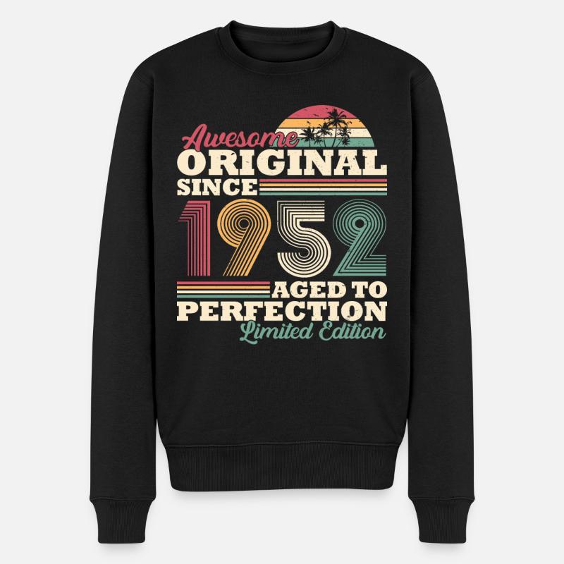 1952 Jahrgang Vintage Retro Geburtstag Geschenk - Männer Premium Bio Pullover - Schwarz
