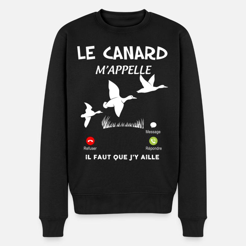 Le Canard Du Chassuer M'Appelle - Pull Premium bio Homme - noir