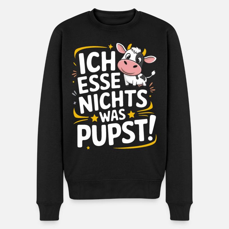 Vegetarier Veganer Tierschutz Tierrecht Veggie - Männer Premium Bio Pullover - Schwarz