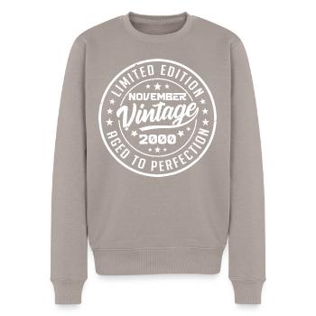 November 2000 Vintage November Birthday Gift - Men's Premium Organic Jumper - taupe - Front - Nico (187cm)