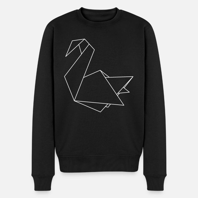 Origami Schwan - Männer Premium Bio Pullover - Schwarz