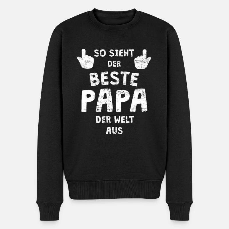 Papa Bester Papa Vatertag Geschenkidee - Männer Premium Bio Pullover - Schwarz