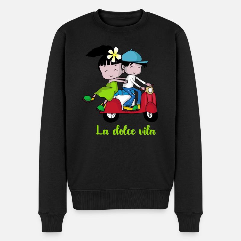 La dolce vita – Paire scooter - Pull Premium bio Homme - noir