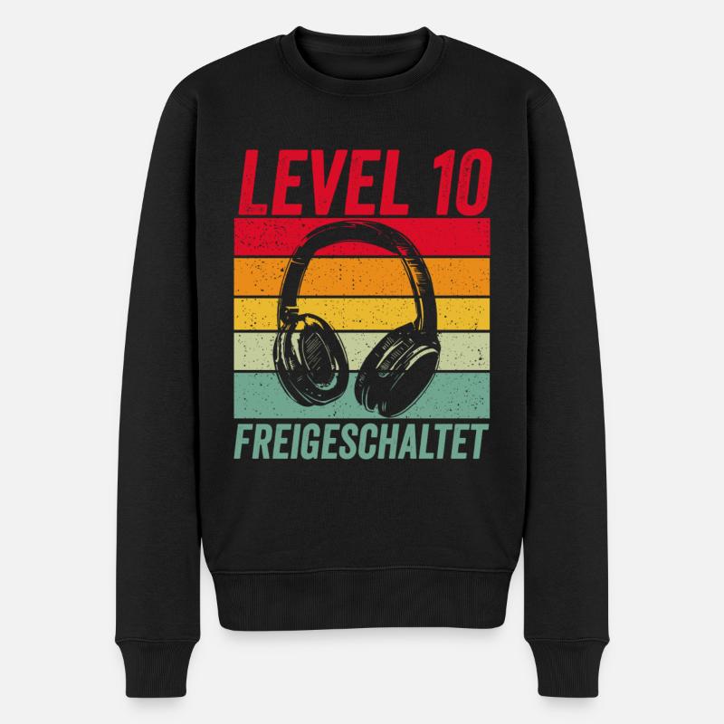 Level 10 Unlocked 10. Geburtstag 10 Jahre Gamer - Männer Premium Bio Pullover - Schwarz
