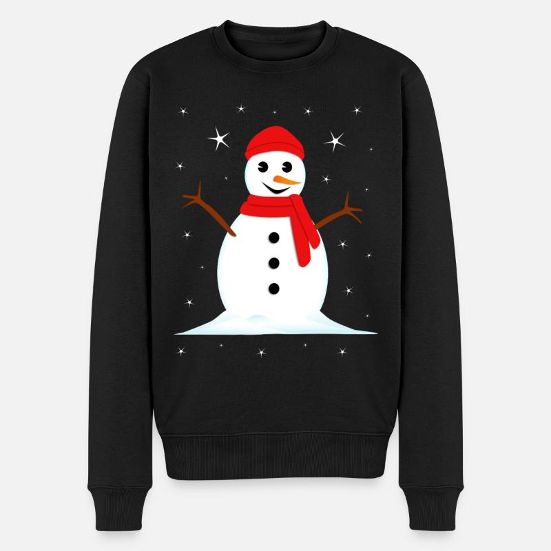 Schneemann Winter Weihnachten - Männer Premium Bio Pullover - Schwarz
