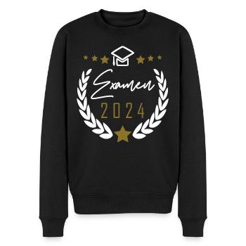 Examen 2024 bestanden - Männer Premium Bio Pullover - Schwarz - Vorne - Nico (187cm)