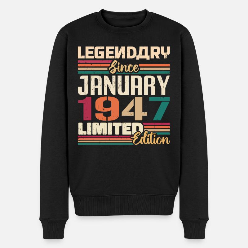 Geburtstagsgeschenk Geboren Im Januar 1947 - 1947 - Männer Premium Bio Pullover - Schwarz