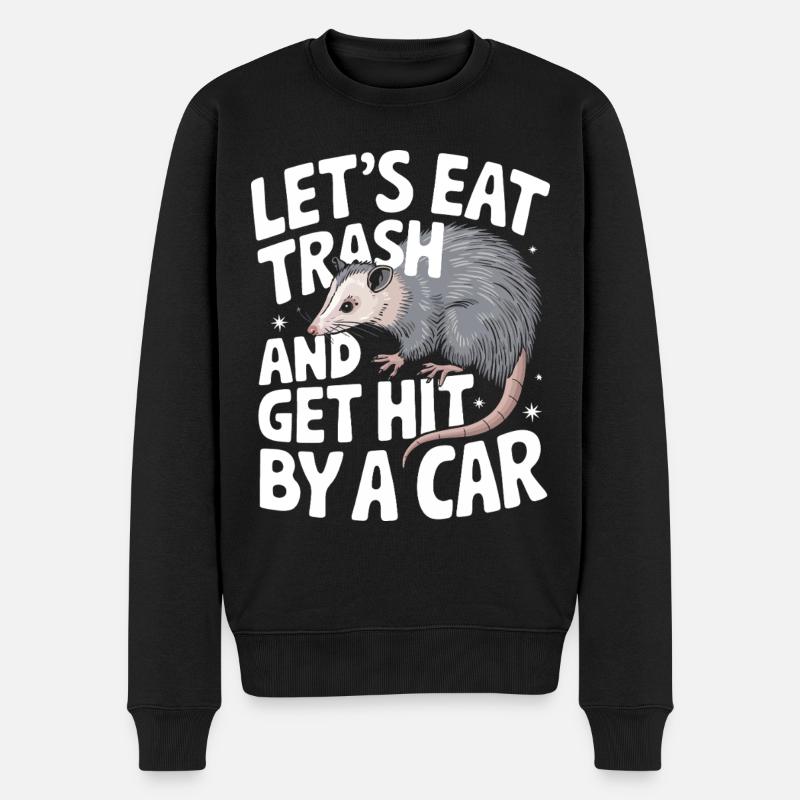 Opossum Possum Tier - Männer Premium Bio Pullover - Schwarz