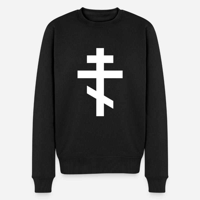 Orthodox Kreuz Serbien Russland Christ Geschenk - Männer Premium Bio Pullover - Schwarz