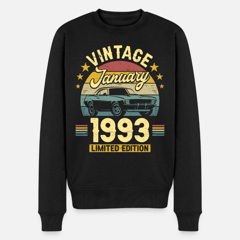Jahrgang Januar 1993 30-jähriges Jubiläum - Männer Premium Bio Pullover - Schwarz