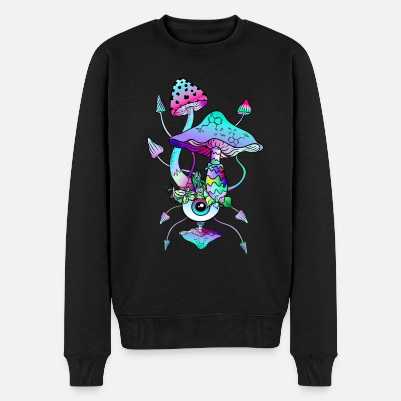 Champignons Magiques Néon Champis Psychédéliques - Pull Premium bio Homme - noir