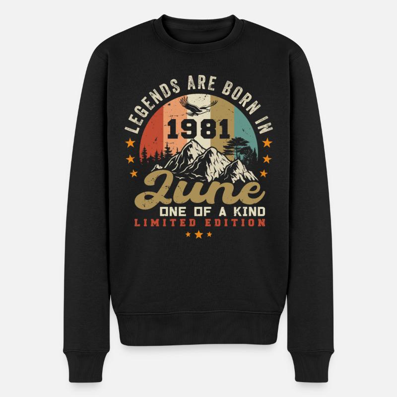 June 1981 anniversary June 1981 June - Männer Premium Bio Pullover - Schwarz