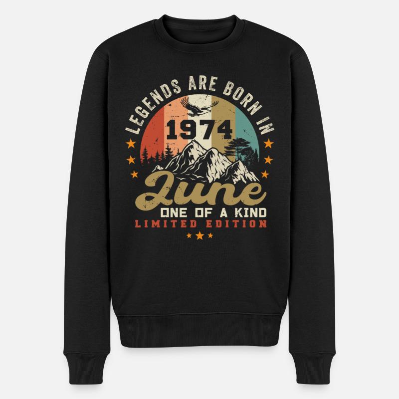 June 1974 anniversary June 1974 June - Männer Premium Bio Pullover - Schwarz