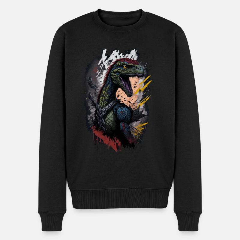 Velociraptor - Männer Premium Bio Pullover - Schwarz