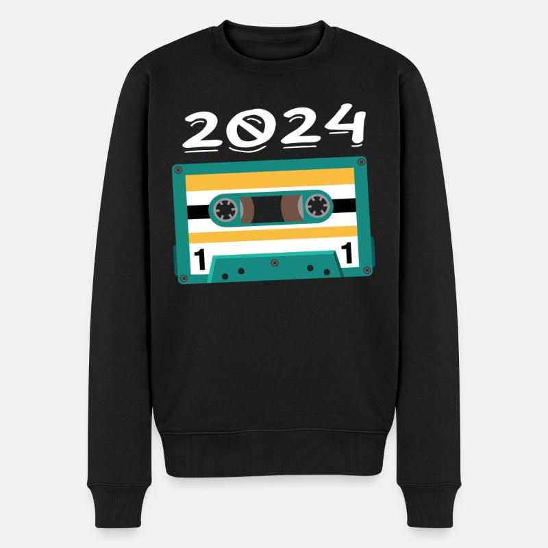 Kassette 2024 Jahrgang Jubiläum 2024 - Männer Premium Bio Pullover - Schwarz