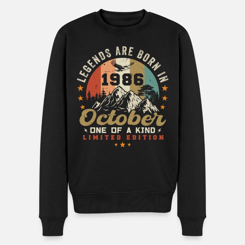 Oktober 1986 - Geburtstag im Oktober 1986 - Männer Premium Bio Pullover - Schwarz