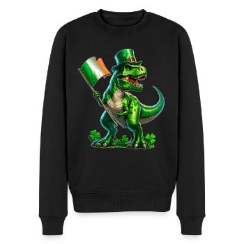 St. Patrick's Day T-Rex: Irischer Stolz - Männer Premium Bio Pullover - Schwarz - Vorne - Nico (187cm)