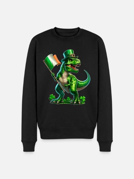 St. Patrick's Day T-Rex: Irischer Stolz - Männer Premium Bio Pullover - Schwarz