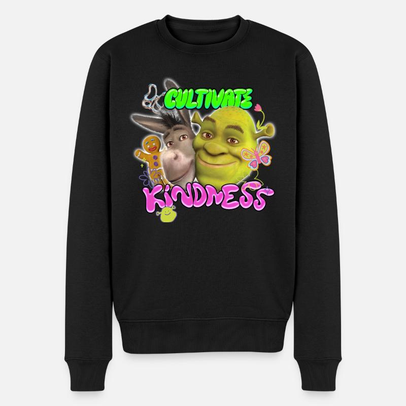 Shrek Design Cultivate Kindness - Männer Premium Bio Pullover - Schwarz