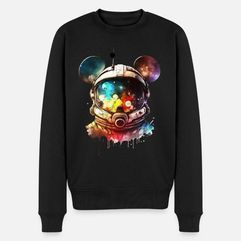 Astronaut Maus, Helm, Raumanzug, Weltraum, Space - Männer Premium Bio Pullover - Schwarz