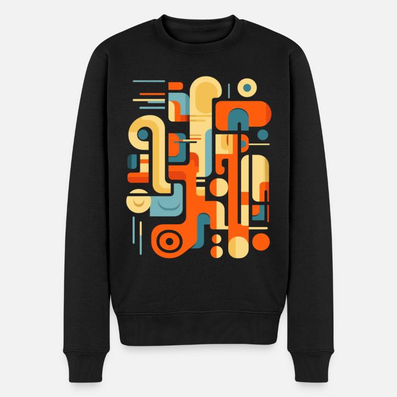 Siebziger Jahre Design - Männer Premium Bio Pullover - Schwarz