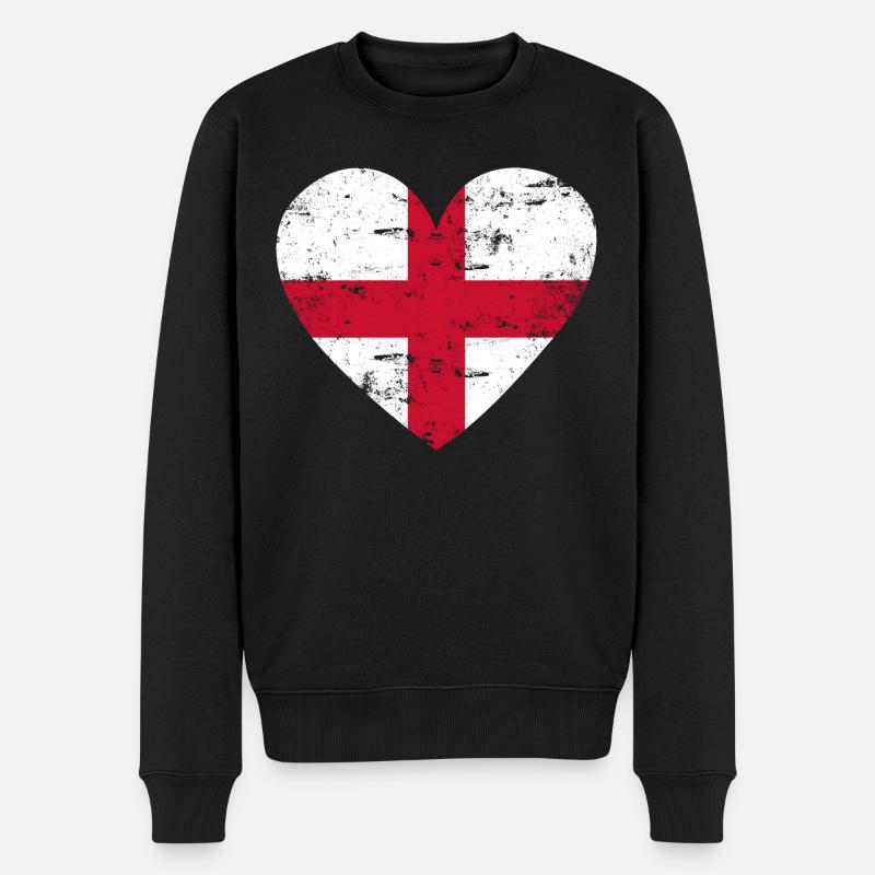 England Flaggenherz - Männer Premium Bio Pullover - Schwarz
