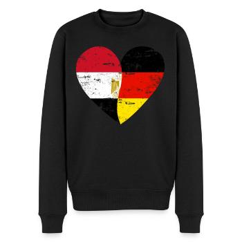 Ägypten Deutschland Flaggenherz - Männer Premium Bio Pullover - Schwarz - Vorne - Nico (187cm)