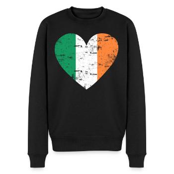 Ireland Flag Heart - Men's Premium Organic Jumper - black - Front - Nico (187cm)
