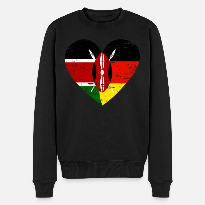 Kenya Allemagne Flag Heart2 - Pull Premium bio Homme - noir