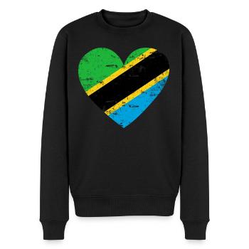 Tansania Flaggenherz - Männer Premium Bio Pullover - Schwarz - Vorne - Nico (187cm)