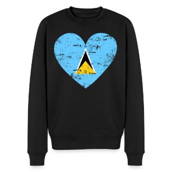 St. Lucia Flag Heart - Men's Premium Organic Jumper - black - Front - Nico (187cm)
