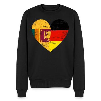 Sri Lanka Deutschland Flaggenherz - Männer Premium Bio Pullover - Schwarz - Vorne - Nico (187cm)
