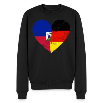 Haïti Allemagne Flag Coeur - Pull Premium bio Homme - noir - Devant - Nico (187cm)