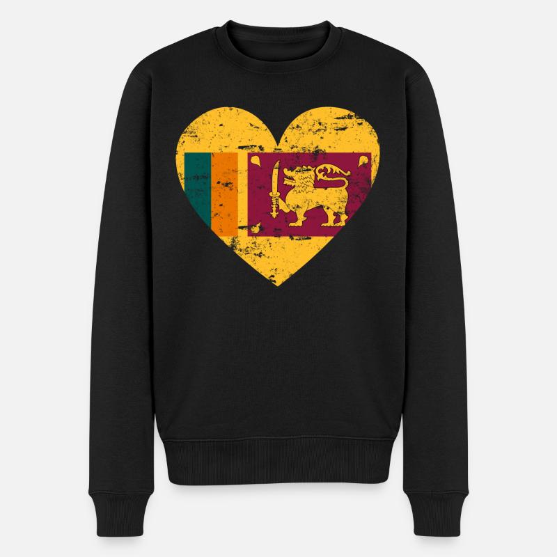 Cœur de drapeau du Sri Lanka - Pull Premium bio Homme - noir