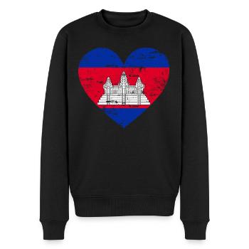 Kambodscha Flaggenherz - Männer Premium Bio Pullover - Schwarz - Vorne - Nico (187cm)