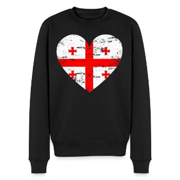 Cœur de drapeau de la Géorgie - Pull Premium bio Homme - noir - Devant - Nico (187cm)