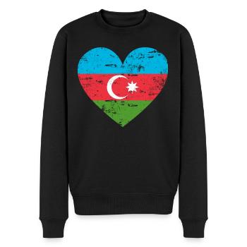Aserbaidschan Flaggenherz - Männer Premium Bio Pullover - Schwarz - Vorne - Nico (187cm)