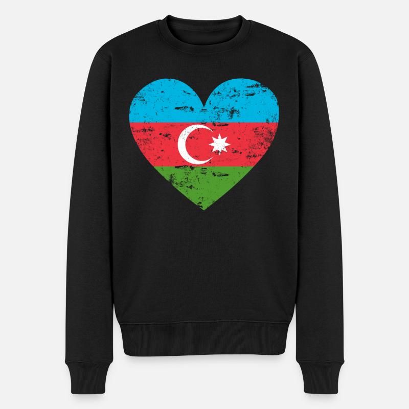 Cœur du drapeau de l’Azerbaïdjan - Pull Premium bio Homme - noir