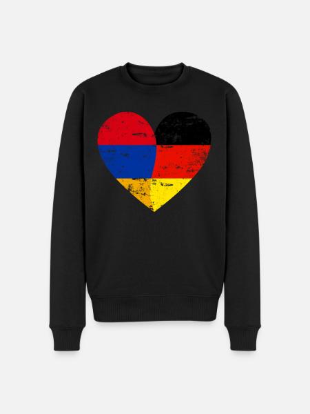 Armenia Germany Flag Heart - Men's Premium Organic Jumper - black