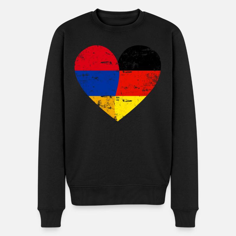 Arménie Allemagne Drapeau Coeur - Pull Premium bio Homme - noir