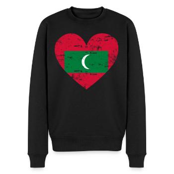 Cœur du drapeau des Maldives - Pull Premium bio Homme - noir - Devant - Nico (187cm)
