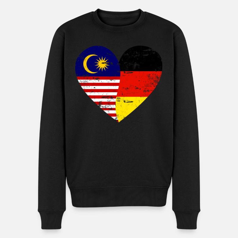 Malaisie Allemagne Flag Heart - Pull Premium bio Homme - noir