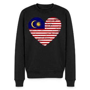 Malaysia Flaggenherz - Männer Premium Bio Pullover - Schwarz - Vorne - Nico (187cm)