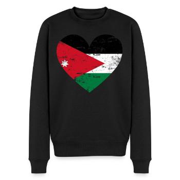 Jordanien Flaggenherz - Männer Premium Bio Pullover - Schwarz - Vorne - Nico (187cm)