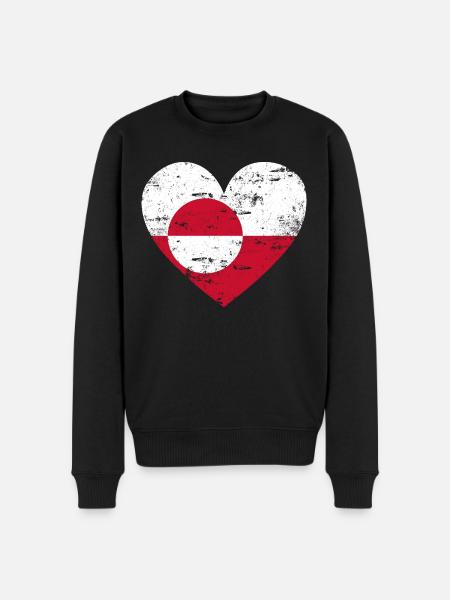 Grönland Flaggenherz - Männer Premium Bio Pullover - Schwarz