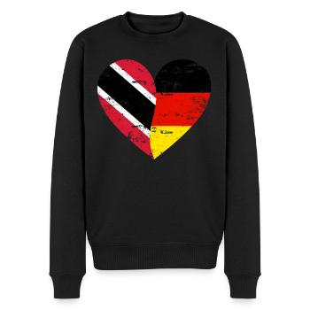 Trinidad und Tobago Deutschland Flaggenherz - Männer Premium Bio Pullover - Schwarz - Vorne - Nico (187cm)