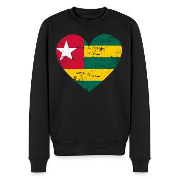 Togo Flaggenherz - Männer Premium Bio Pullover - Schwarz - Vorne - Nico (187cm)