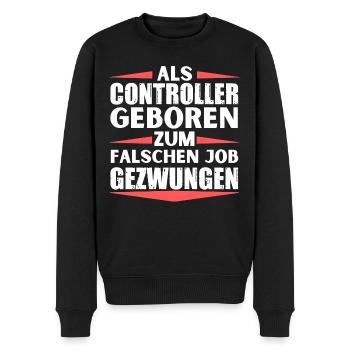 Controller im falschen Job gelandet - Männer Premium Bio Pullover - Schwarz - Vorne - Nico (187cm)